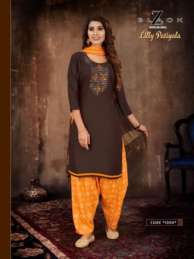 Lilly patiyala Z Black Rayon Patiyala Readymade Suits